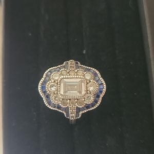 GORGEOUS 925S.S BLUE SAPPHIRE AND CZ RING.